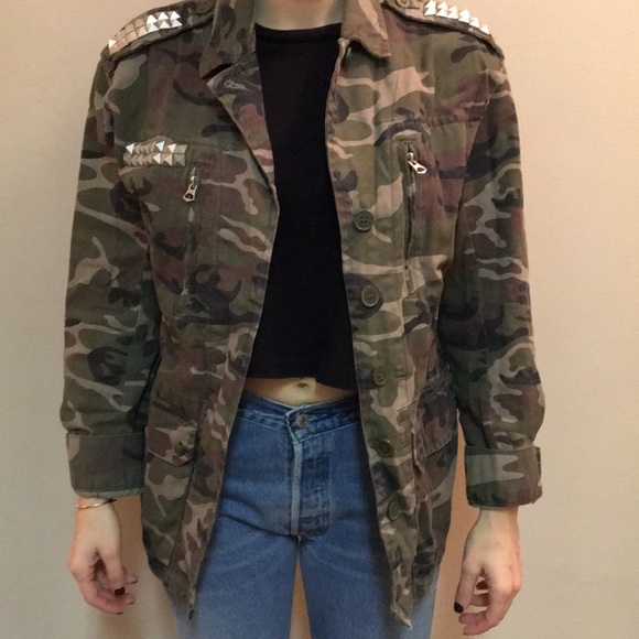 Topshop Camouflage Studded Military 